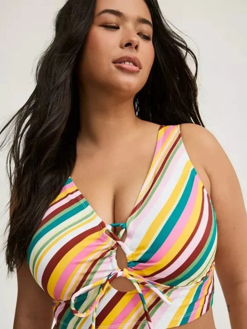 Torrid Sophia Stripe Wireless Tie-Front Bikini Top Only Women's Plus Sz 4X Nwt